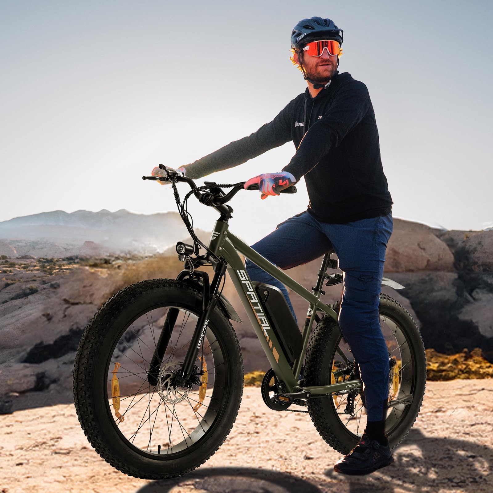 SPATIAL Bicicletta Elettrica, Mountain Bike Elettrica da 26" con Pneumatici Fat 4.0 e Batteria da 48V 13Ah 624Wh, Autonomia fino a 70Miglia, Motore da 250W 80Nm Con Funzione NFC