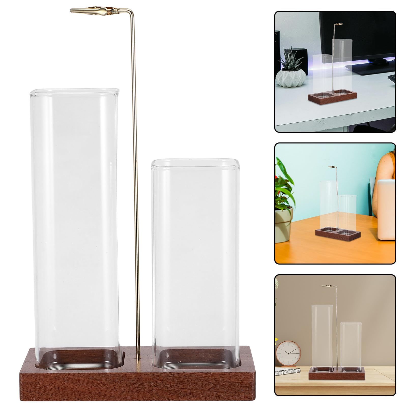 Porta Incienso para Varillas de Madera con Vidrio, Acero Inoxidable