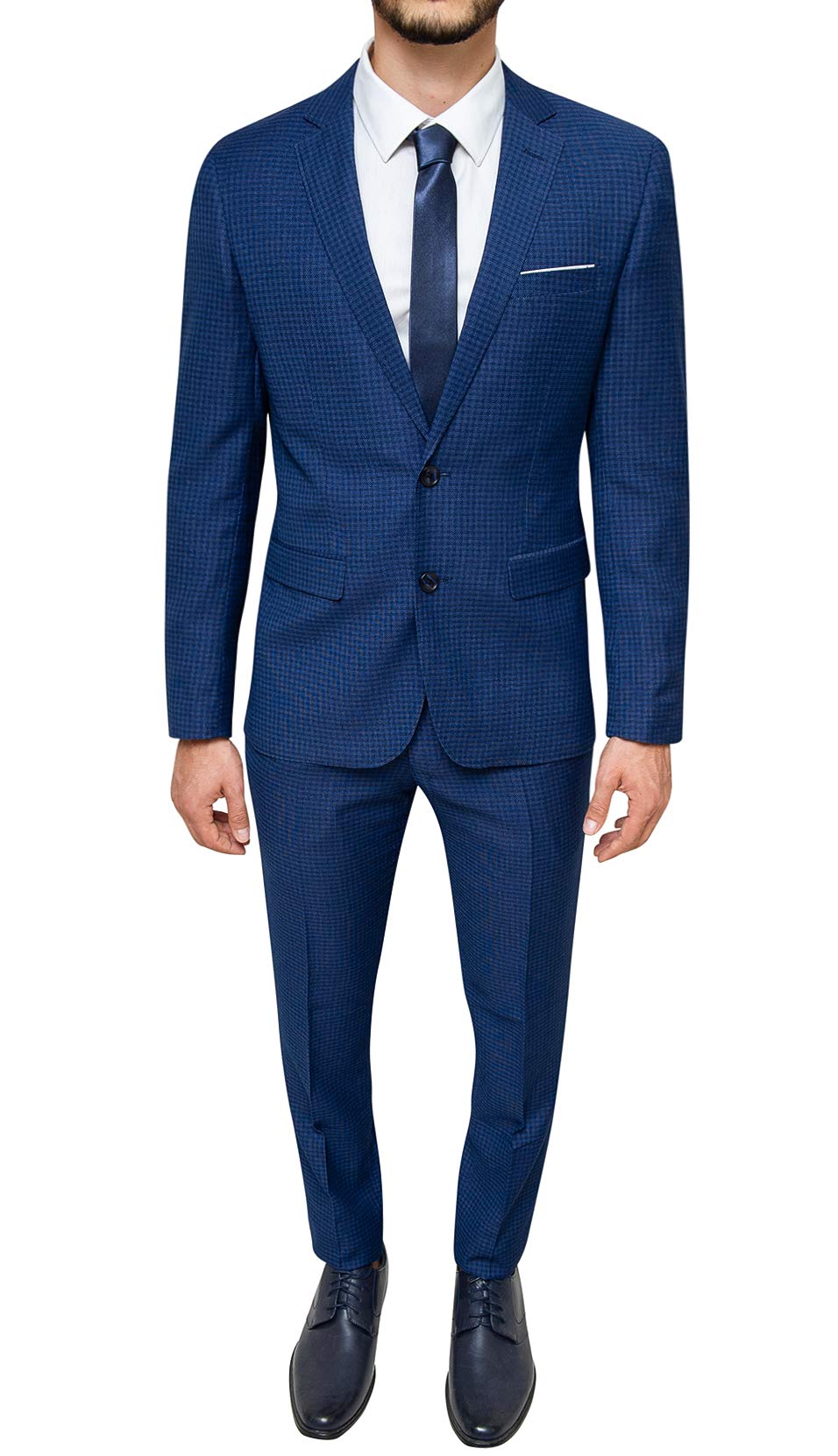 Abito Uomo Sartoriale Blu Slim Fit Vestito Smoking Elegante Cerimonia
