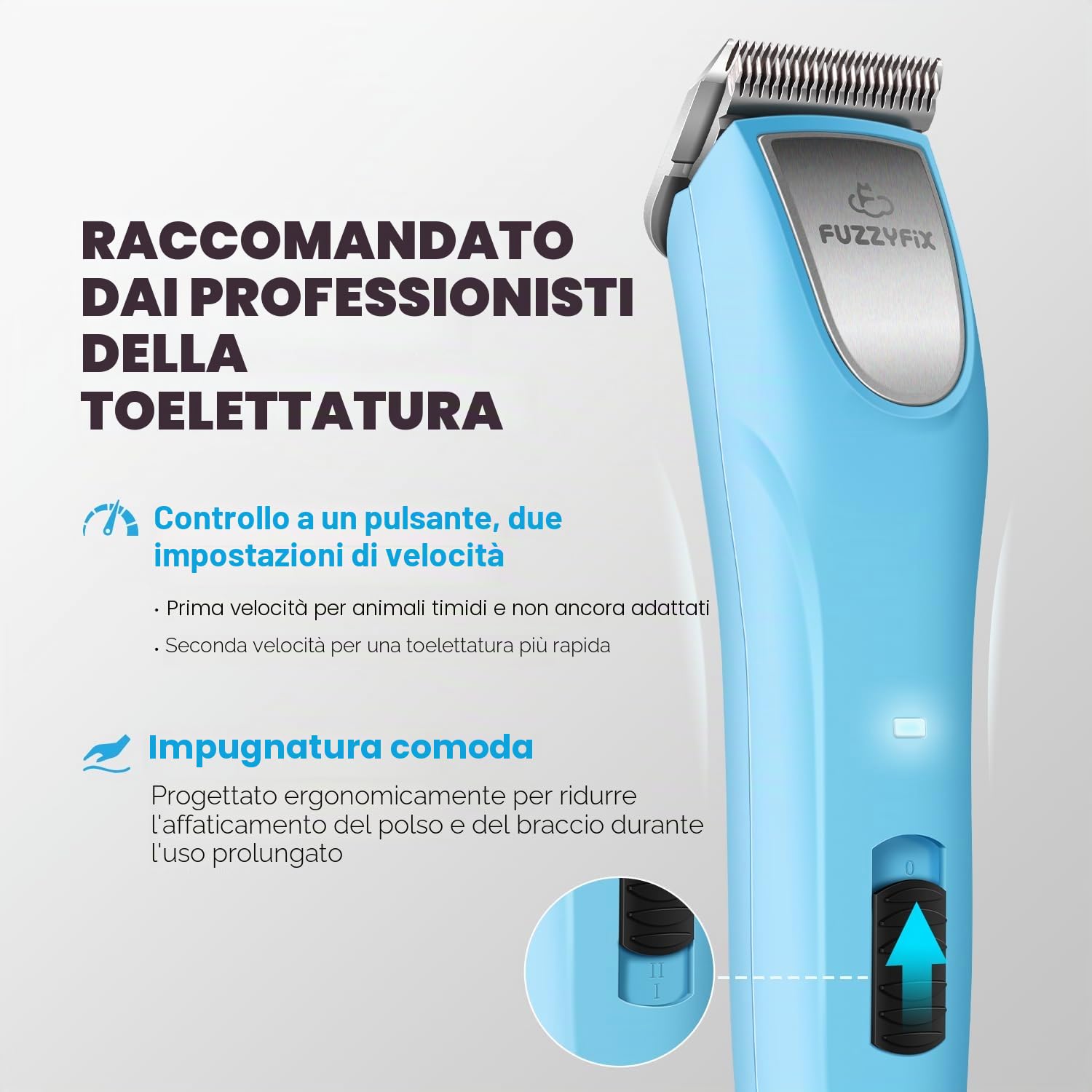 Tosatrice per Cani Professionale,Tosatrice a 2 Velocità Design Ergonomico per Cani e Gatti, Tosatrice per Peli di Animali Spessi, Lunghi e Ricci