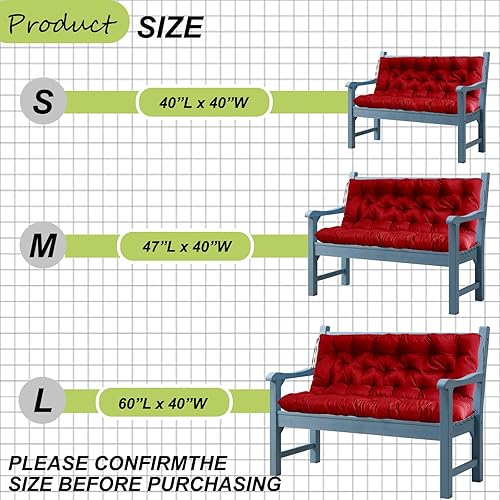 Miniatura 6 de Cojín de repuesto para columpios, cojín impermeable para porche, cojín de repuesto para columpio de 2-3 plazas con respaldo y lazos para patio,