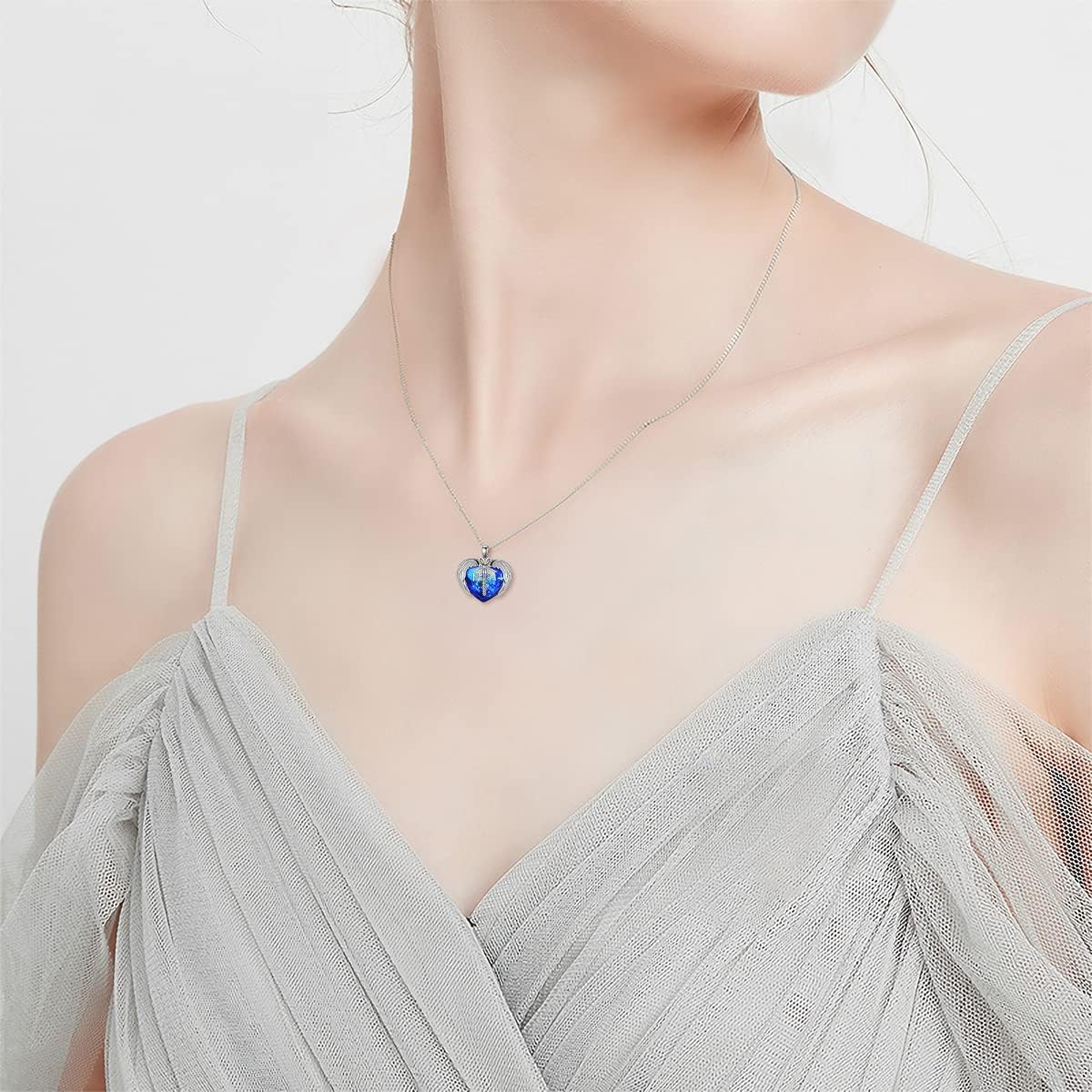 AOBOCO Sterling Silver Registered Nurse RN NP LPN Caduceus Pendant Necklace with Angel Heart Charm Made with Austrian Crystal, Nurse Nursing School Graduation Gifts for Women - Image 5