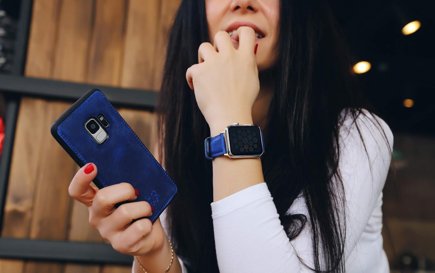 Flash Sale Venito Tuscany Leather Watch Band Compatible with Apple Watch 42mm 44mm - Watch Strap Designed for iwatch Series 1 2 3 4 5 6 7 SE (Antique Dark Blue w/Black Connector&Clasp)