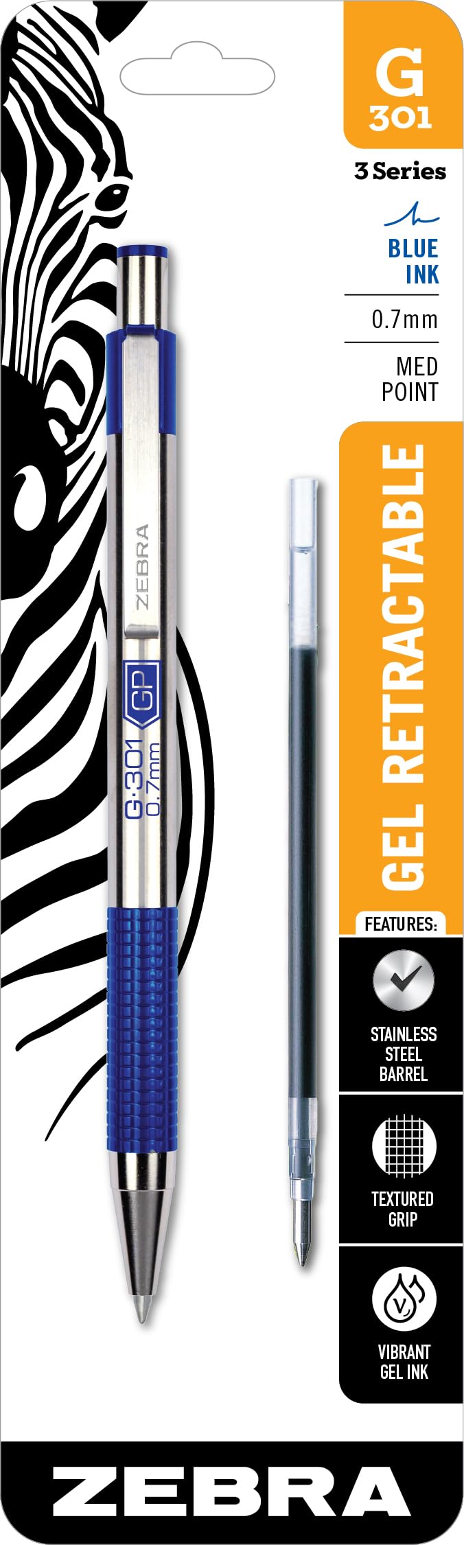Amazon.com: Zebra Pen G-301 Retractable Gel Ink Pen, Stainless