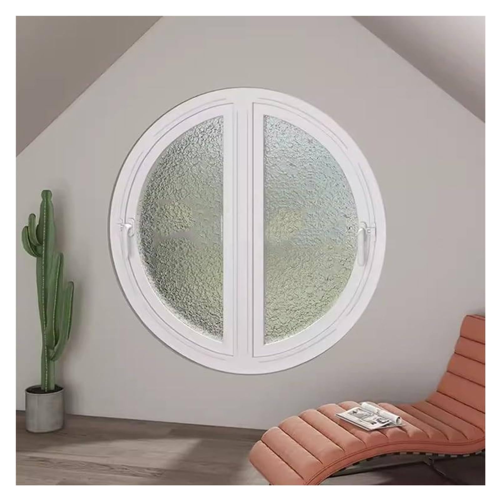 Ventana de vidrio templado con privacidad total y rotación blanca