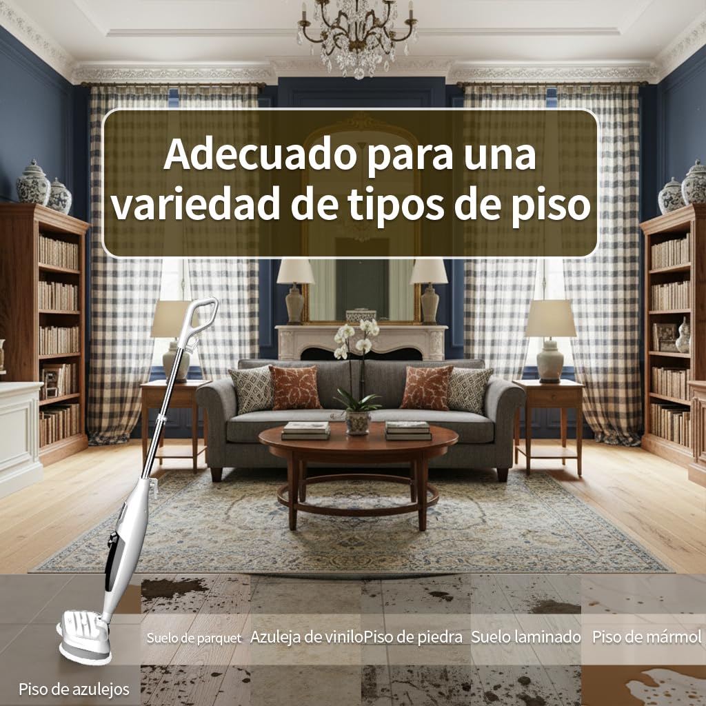 PUREBEAR Fregona a Vapor 2 en 1, Limpiador de Vapor con Limpiador Portátil, 3 Niveles de Vapor, 4 Paños de Repuesto, Multiusos para Suelos Duros, Baldosas, Ventanas y Ropa