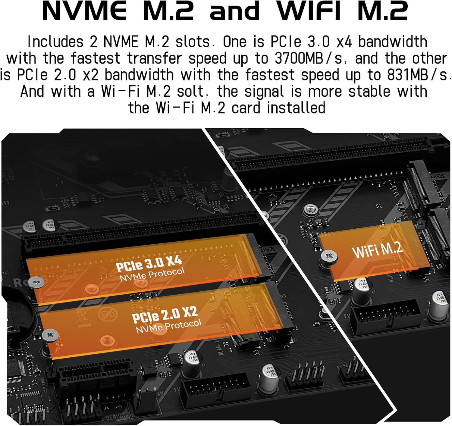 Diagram showing NVMe M.2 and WiFi M.2 slots on a motherboard