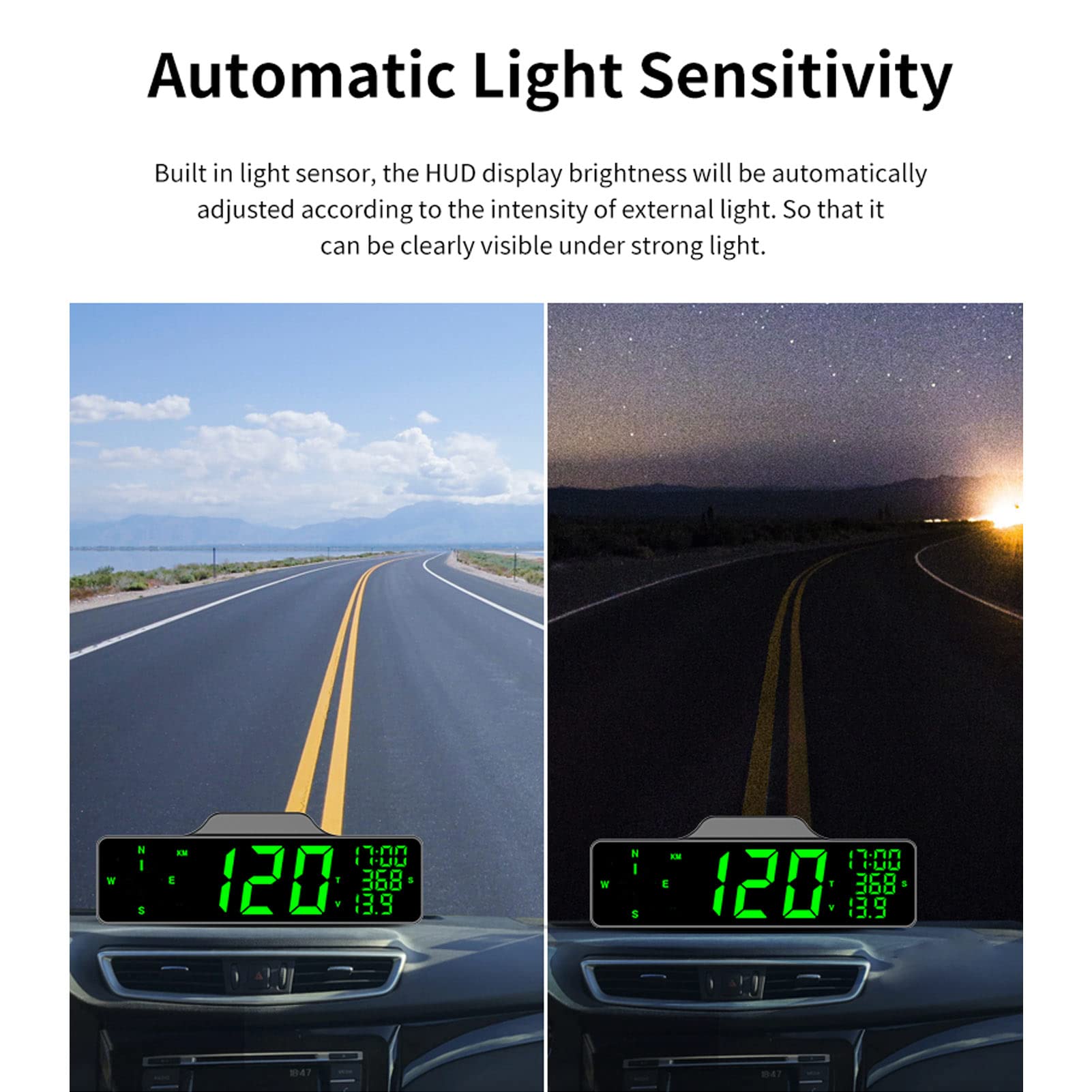 Car HUD Display, 8in GPS Speedometer Fatigue Driving Alarm Display, Multifunctional Universal Vehicle, for Car Truck