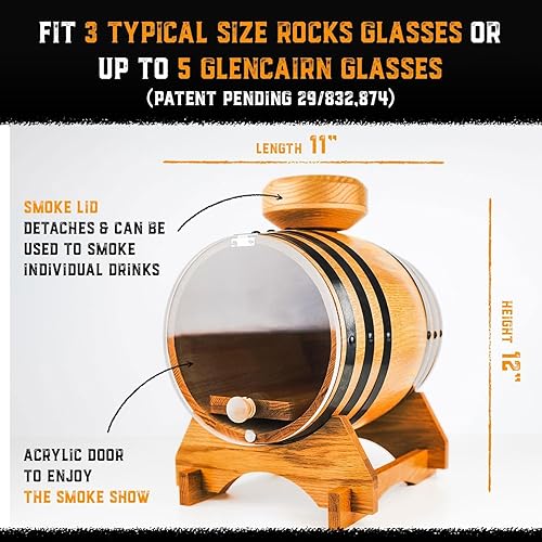 Miniatura 4 de Old Fashioned Bourbon Whisky Smoker Kit  Juego de barril premium, roble de Estados Unidos  Kit de ahumador de cóctel con antorcha  Regalos de whisky