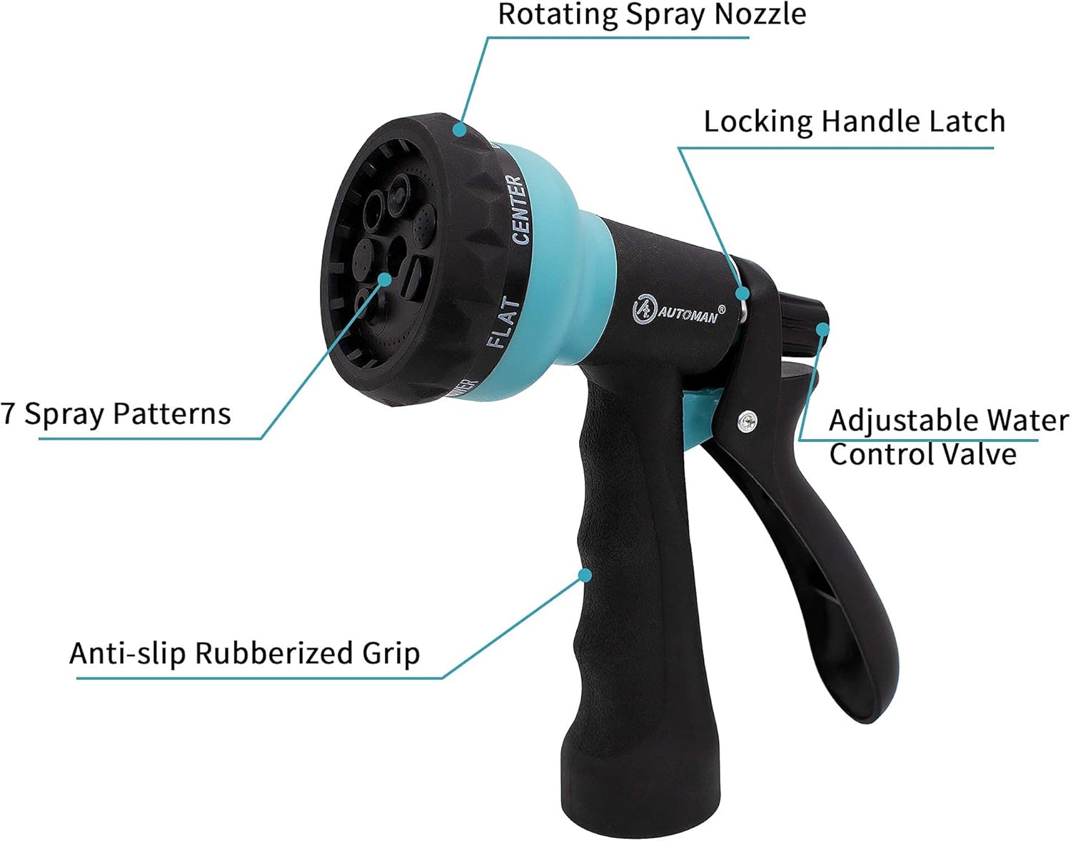 AUTOMAN EVA Recoil Garden Hose 25ft - Includes 7 Pattern Spray Nozzle & Hose Splitter 2 Way, Garden Hose Splitter, 100% Rustproof Brass Water Hose Splitter with Adjustable Flow Valves