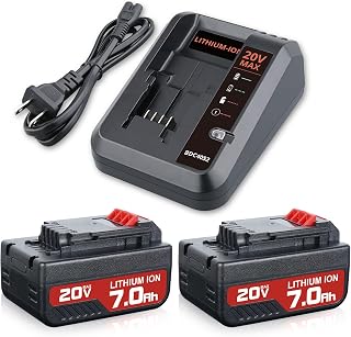2Pack 7.0Ah Battery Replacement for Porter Cable 20V Battery + PCC692L Charger Replacement, Compatible with PCC685L PCC680L PCC682L PCC685LP for 20-Volt Lithium-ion Battery