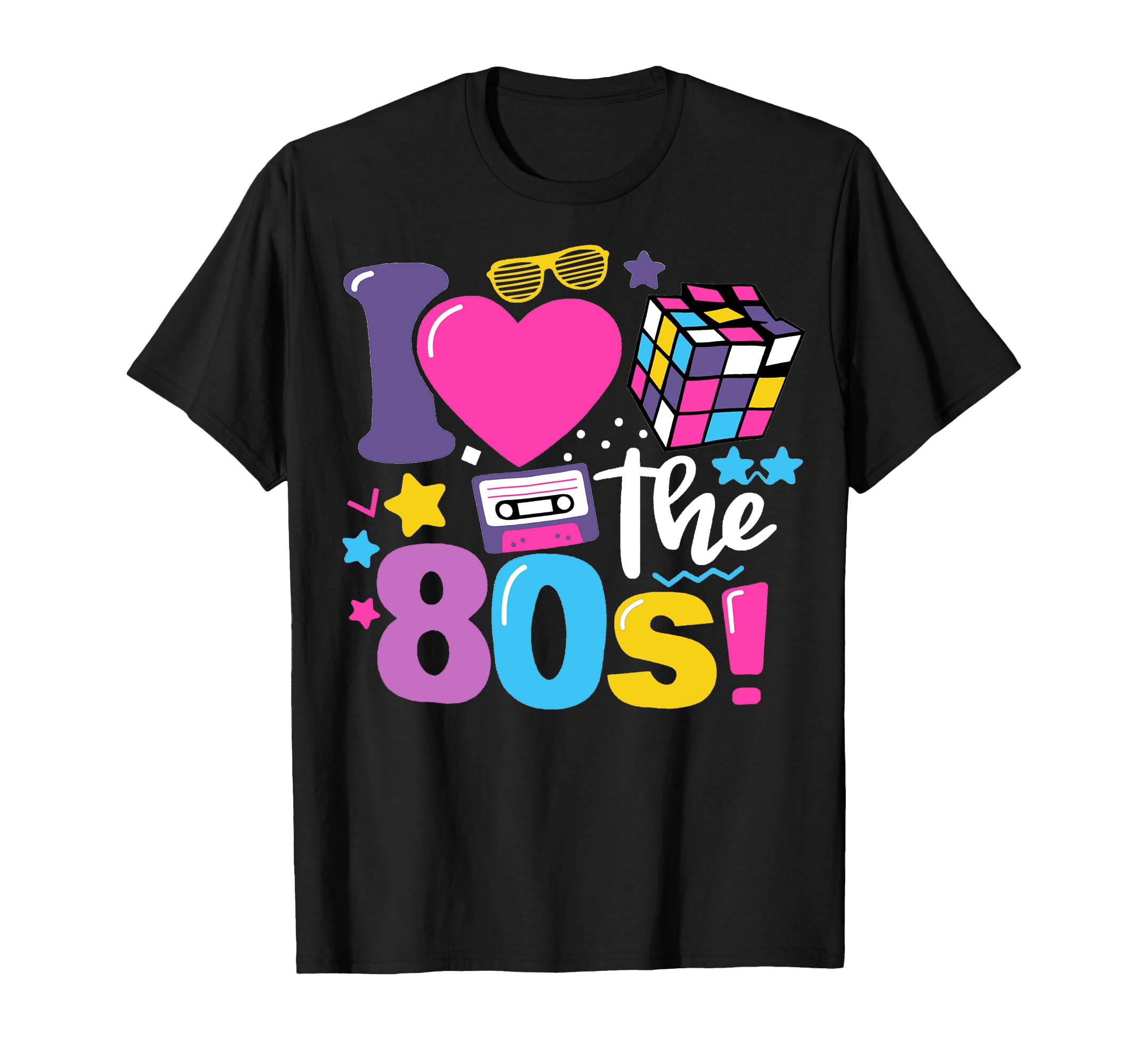 tiorhooe 80s Shirt Heren jaren 80 Retro Party T-Shirt Back to The 80's Shirts I Love 80s T-shirt, zwart2, S