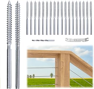 20Pack 1/8" Swage Lag Screws Left & Right Cable Railing Hardware Kit Handed Thread for Wood Post T316 Stainless Steel Stair Deck WoodBudget System 10 Cable Runs CK17