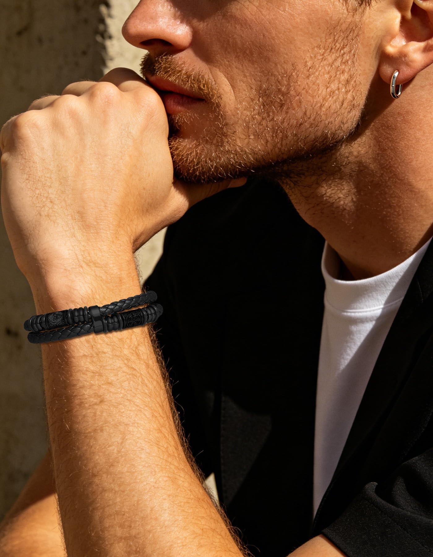 ChainsHouse Bracciale Uomo in Pelle con Biglietto Ideale Regalo per Lui