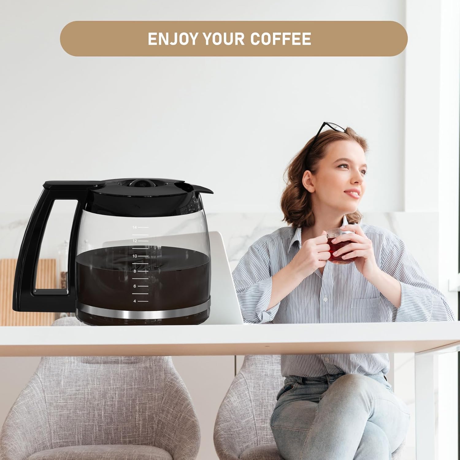 14-Cups Coffee Carafe Replacement Pot Compatible with Cuisinart Coffee Machine DCC-2200RC, DCC-2200, DCC-3200, DCC-3200P1, DCC-3200FR, DCC-3200CPAMZ, DCC-2600, DCC-2800,DCC-1800FR, CBC-7400 CBC-7000PC - Image 7