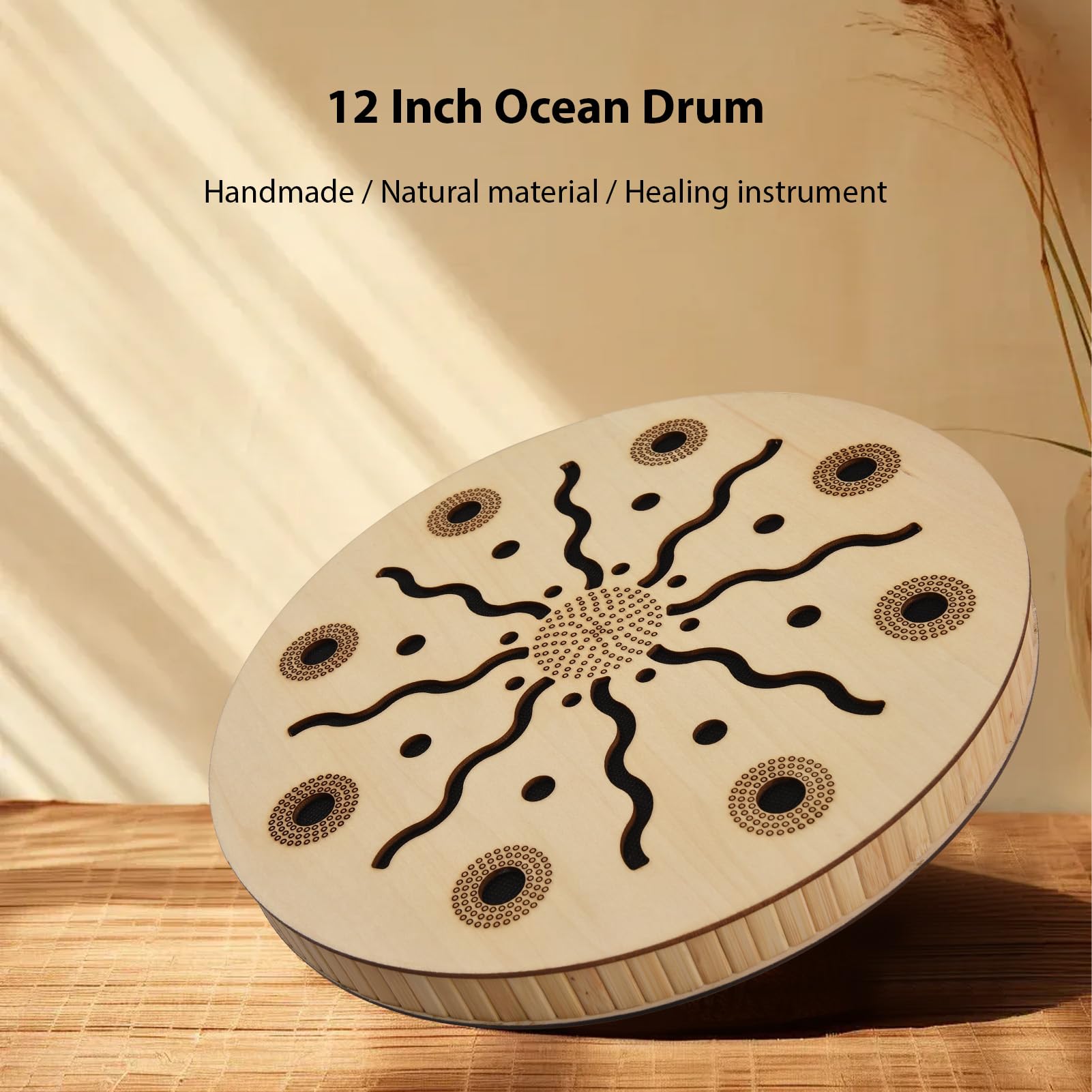 30,5 cm Ocean Drum Bamboo Legno Etnico Percussione Strumento Portatile Mano Onomatopeica Musica Terapia del Suono Acqua Rilassante per Home Party Forniture