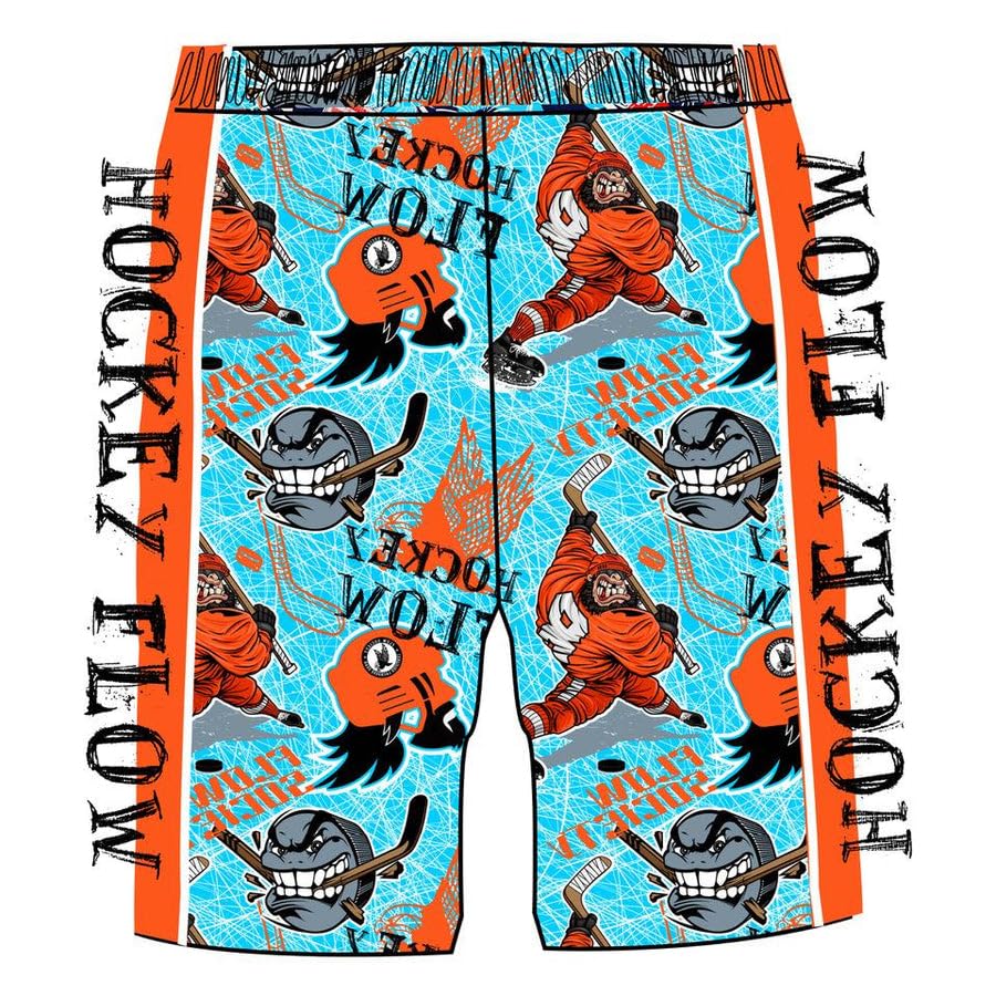 Flow Society Boys Angry Hockey Puck Attack Hockey Shorts - Gym - Mesh Shorts - Sports Shorts - Activewear - Patterned Shorts2