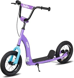 JOYSTAR Conway Kick Scooter for Kids 5+ Teens: Adjustable Handlebar, 12" Inflatable Wheels, Rear Drum Brakes, Lightweight Durable Ride