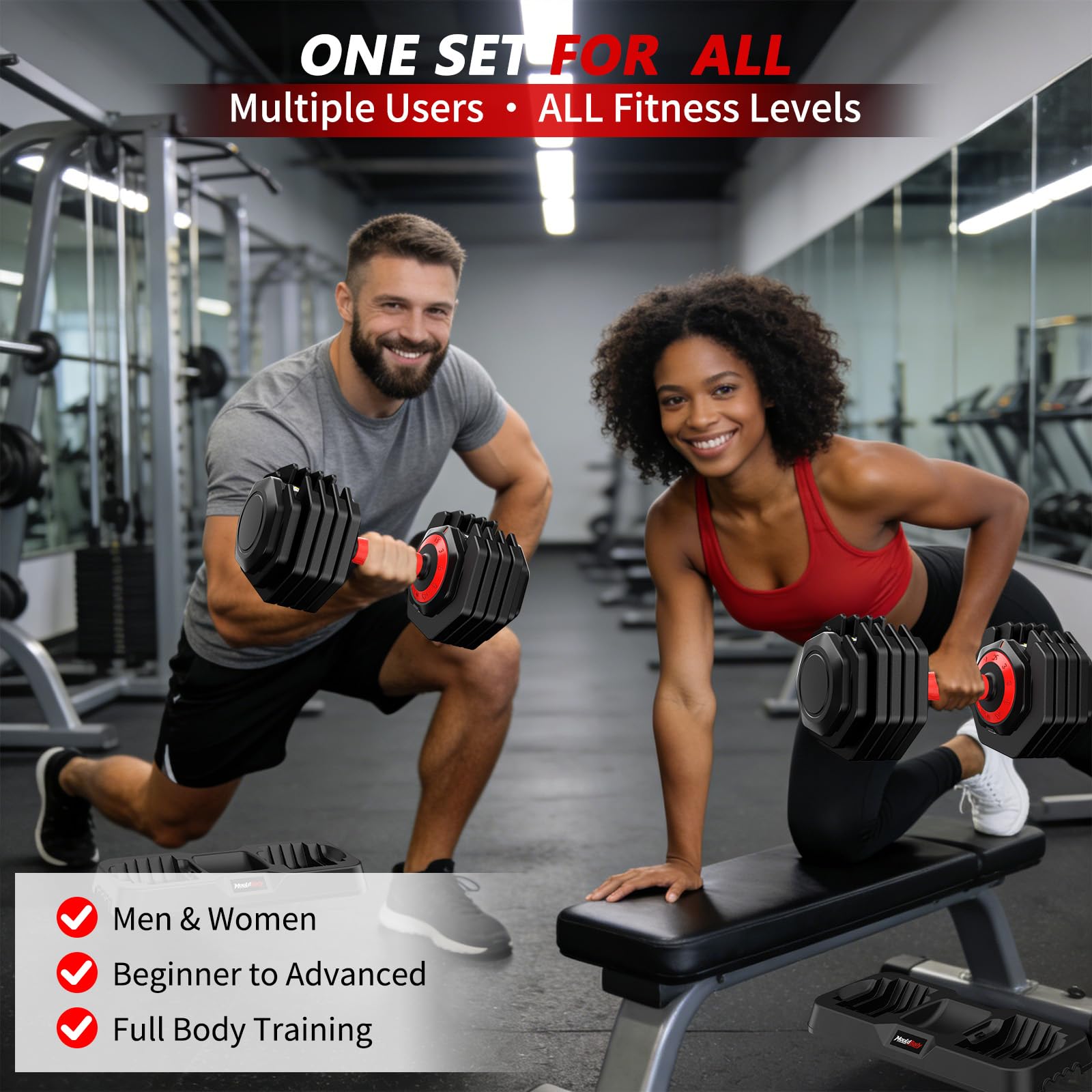 Adjustable Dumbbell Set Pair 25 lb or 50lb,10-in-1 Free Weight | 1-Second Dial Weight Adjustment,Space-Saving Design with Storage Base, Home Gym Strength Training Equipment