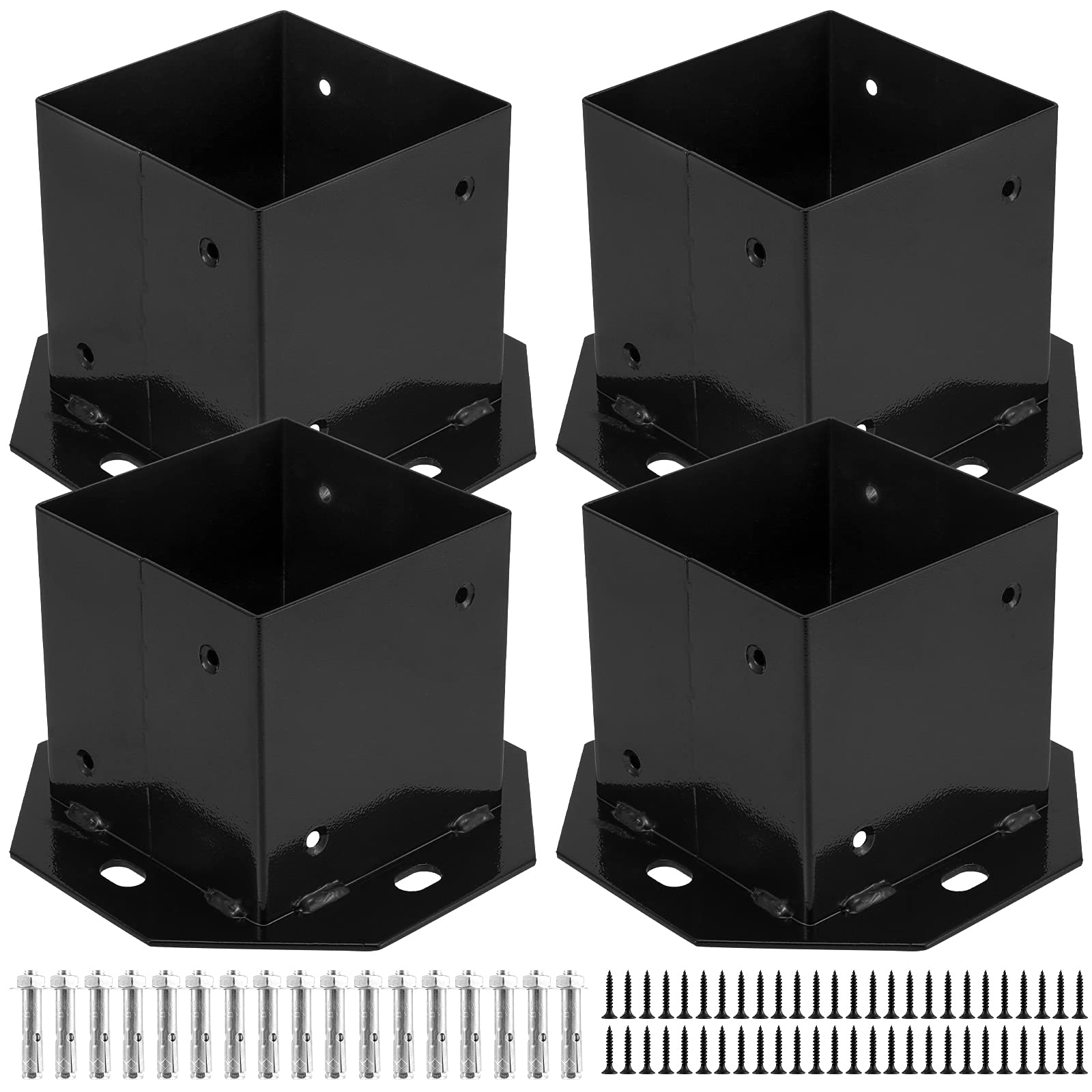 Buy YUUHJUN 4 Packs 4 x 4 Inches Post Bases, Fence Post Anchor Bases