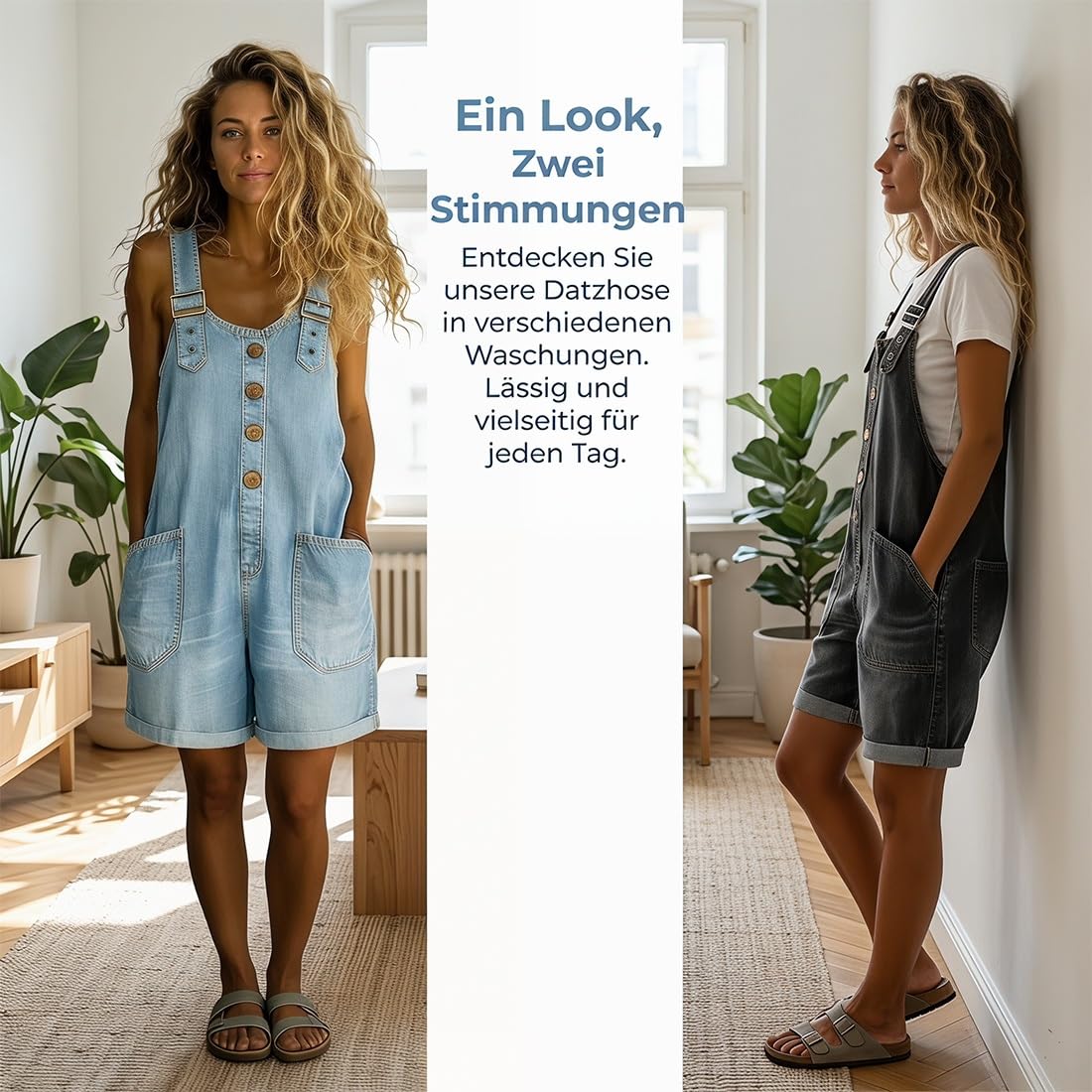 Jeans Latzhose Damen Kurz, 2026 Neu Jeans Jumpsuit Damen, Latzhose Damens Jeanss Kurz, mit Tasche Knöpfe & Verstellbare Träger, Formt Eine Schmeichelhafte Silhouette