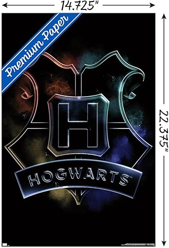 Vista 3 de Trends International Harry Potter - Póster mágico de pared con escudo de Hogwarts, 14.725 x 22.375 pulgadas, versión premium sin marco