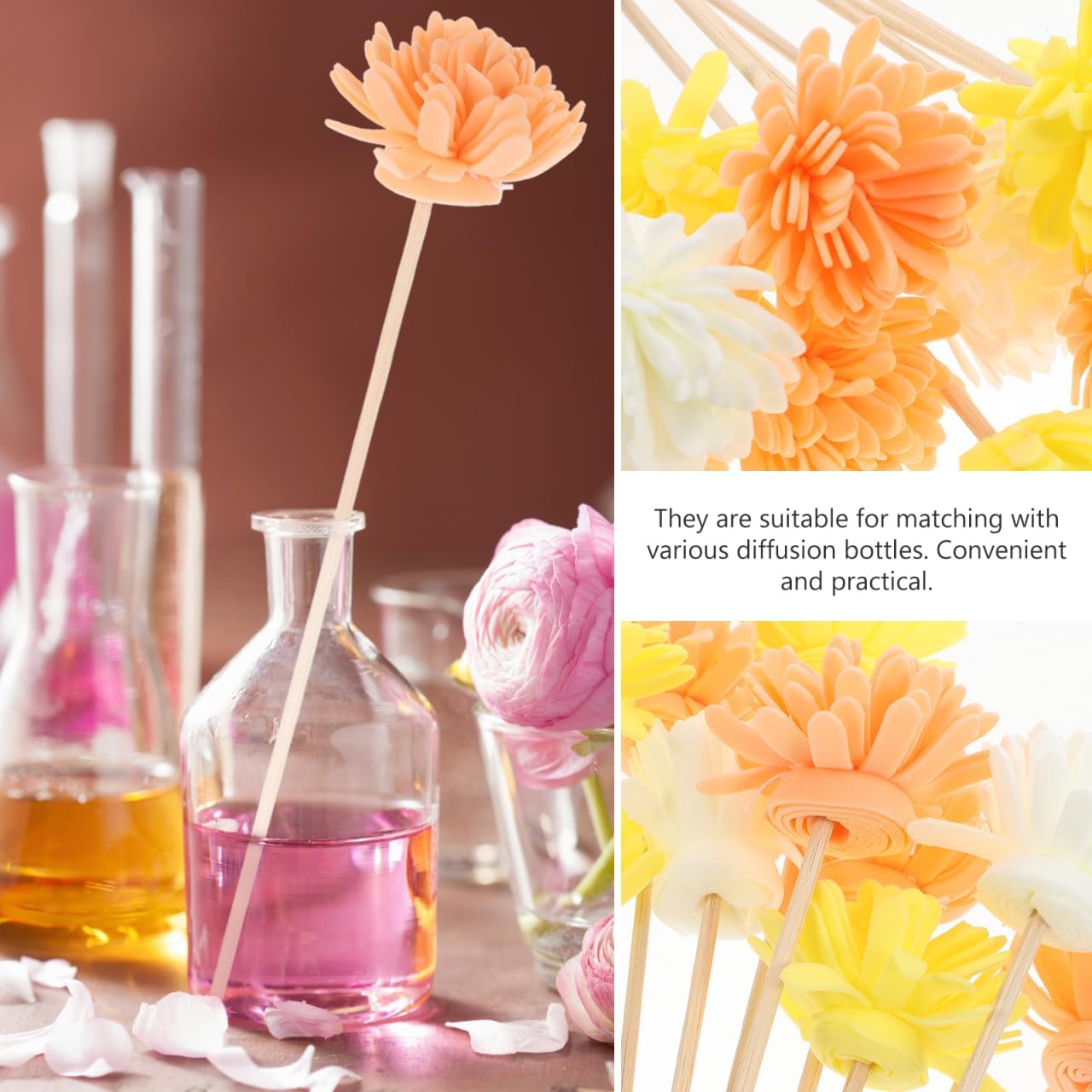 Baluue 12pcs Flower Reed Diffuser Sticks, Artificial Rattan Replacement Refills for Essential Oil Aroma, Decorative Home Fragrance Accessories for Bathroom Office Bedroom - Image 6