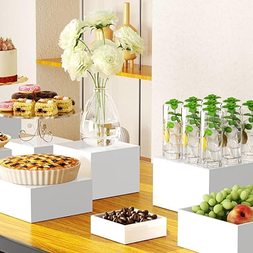 Miniatura 4 de Elevadores acrílicos, juego de exhibición de mesa de postre de 4 piezas, decoración de boda, soportes para pasteles para mesa de postres,
