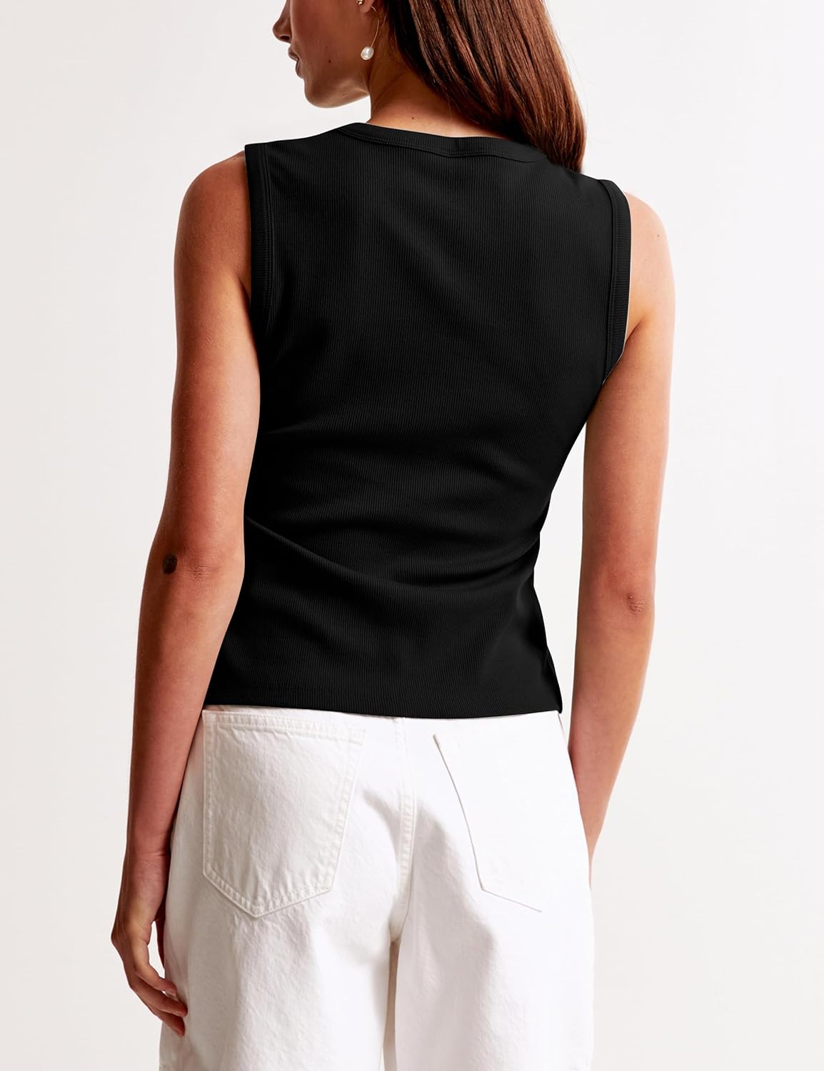 Cioatin Women Ribbed Button Down Tank Tops Sleeveless Crew Neck Slim Fit Open Front Crop Vest Going Out Y2K Clothes - Image 5