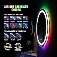 Vista 4 de Espejo de baño LED, espejo de tocador de baño iluminado inteligente, control táctil, antivaho, función de memoria, espejo de tocador retroiluminado