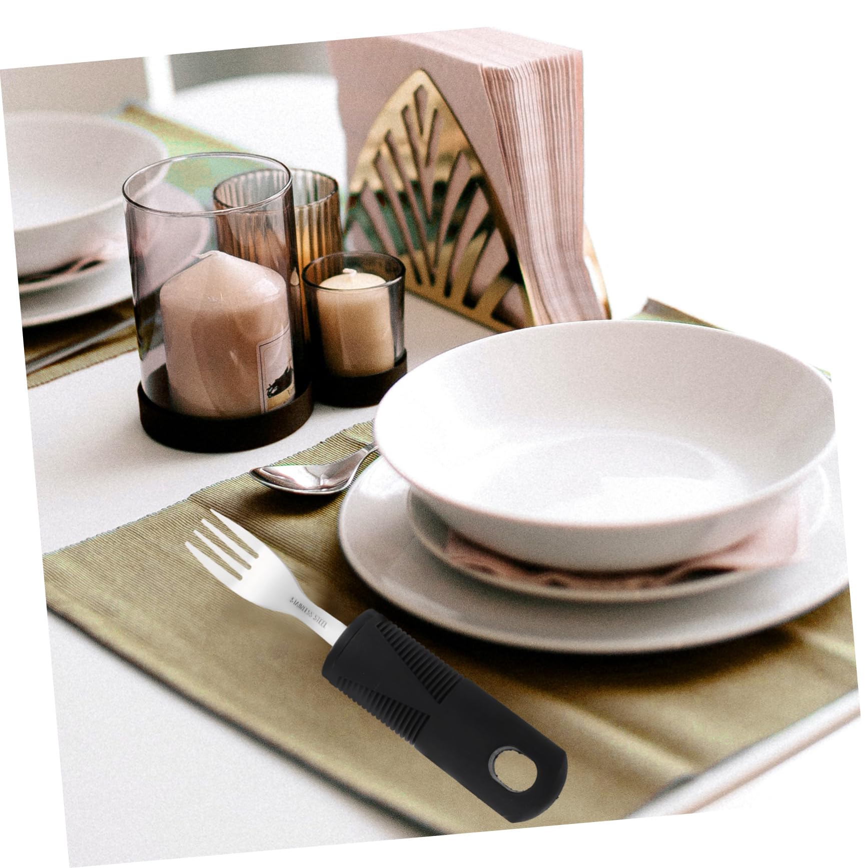 HOMOCONO Handle Utensils for Elderly Anti-Shake Cutlery Set Lightweight Non-Slip Suitable for Hand Tremor