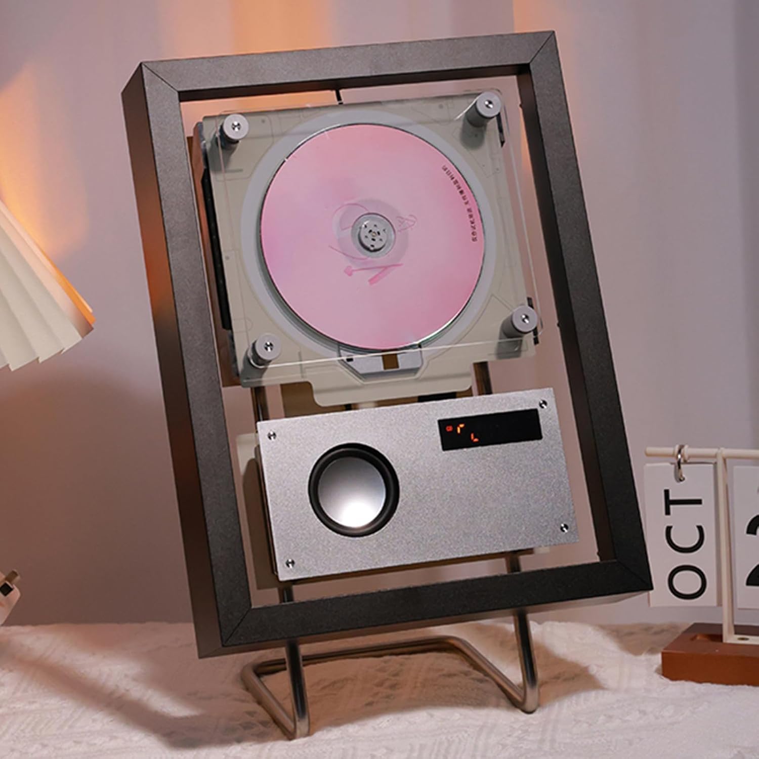 Lettore CD con Bluetooth 5.1, Montabile a Parete Musica e Cornice Foto, Telecomando, Modalità CD/FM/AUX/USB, Decorazione Casa e Ufficio