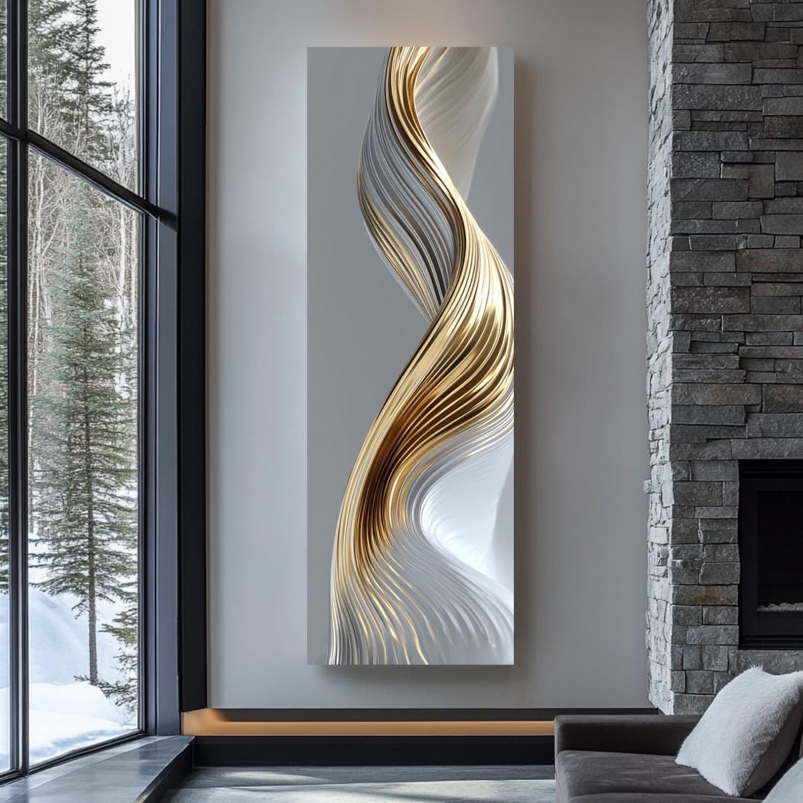 CAOXTART Arte mural moderno para dormitorio, lienzo abstracto vertical alargado, decoración nórdica para sala de estar, pósteres para pasillos de oficina (40x120cm/marco interno)