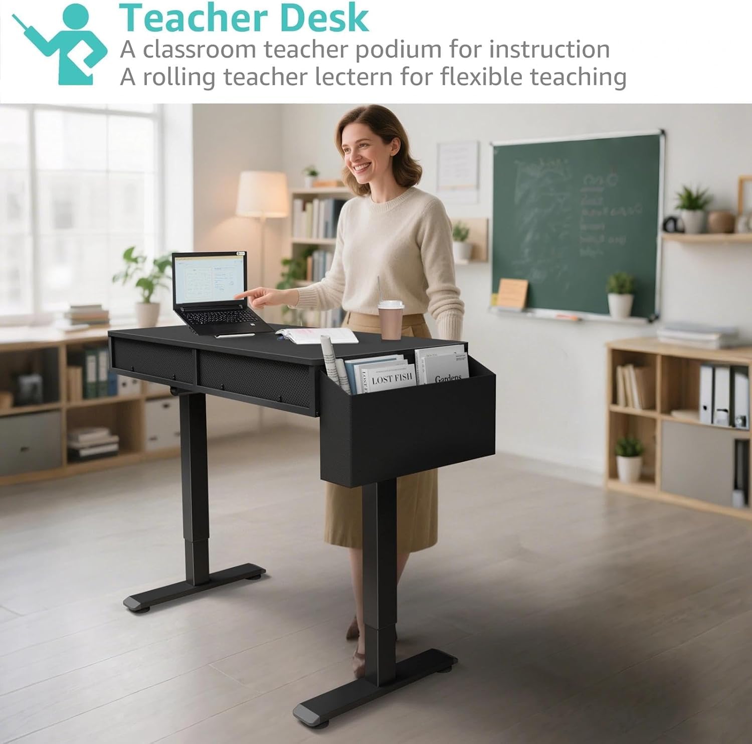 Lufeiya Höhenverstellbarer Schreibtisch Mit 2 Schublade Kleiner Schreibtisch Schwarz Computertisch mit Stauraum Ergonomischer Arbeitstisch für Büro HomeOffice Gaming 80X50CM