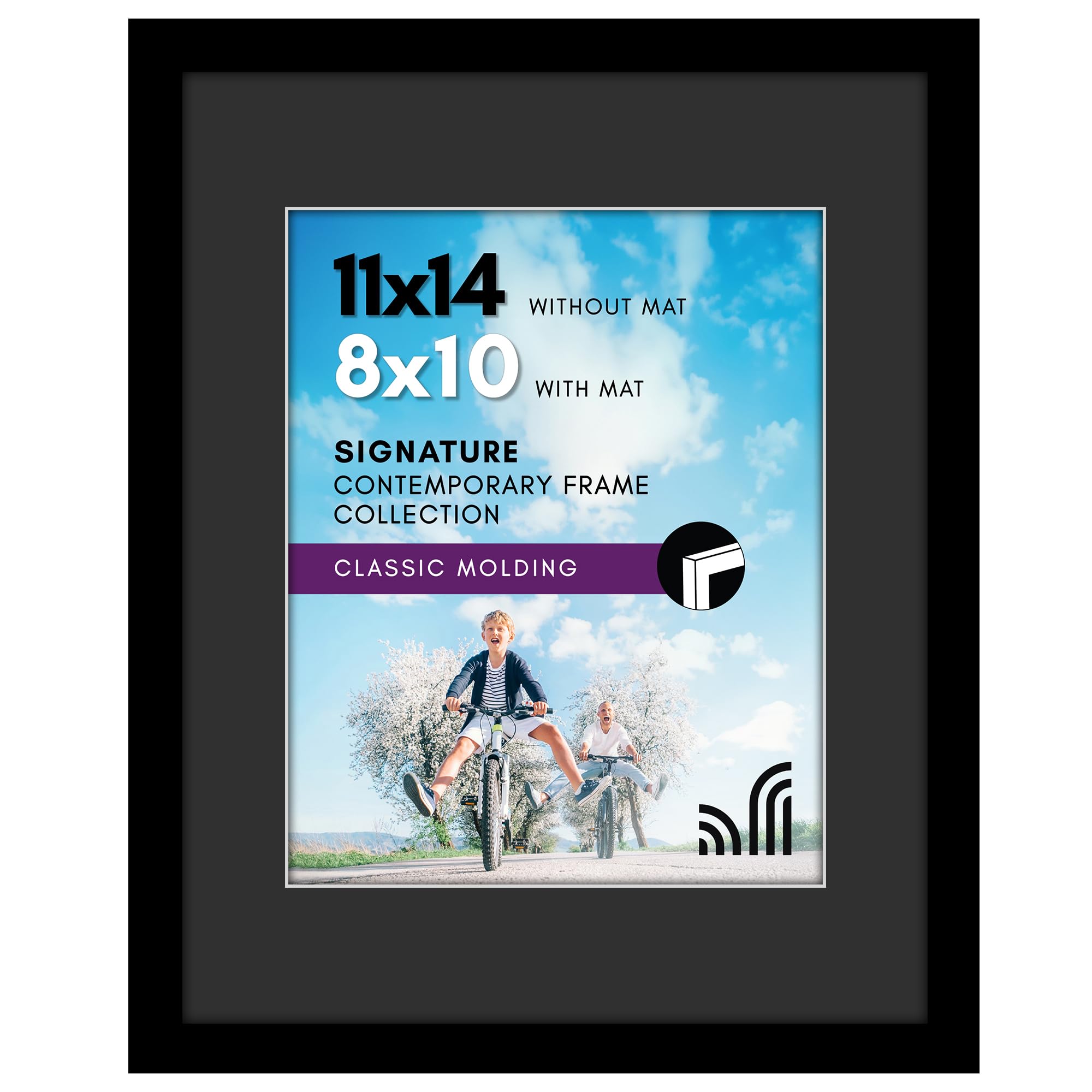 Americanflat 11x14 Picture Frame Matted to 8x10 in Black