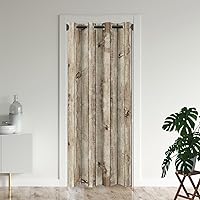 Vista 11 de Cortinas de puerta de panel de madera marrón para puertas, decoración de pared rústica de granja, cortina opaca para armario de dormitorio de niños