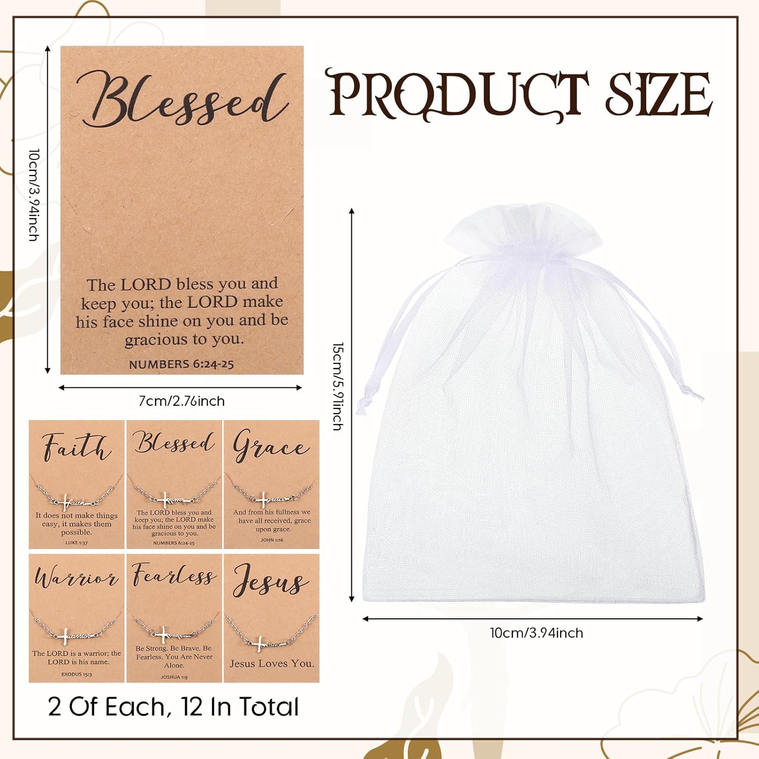 Quelay Faith Cross Bracelet Bulk Christian Gifts for Women Bracelet,Organza Bag,Bible Verse Card for Mother's Day Church - Image 2