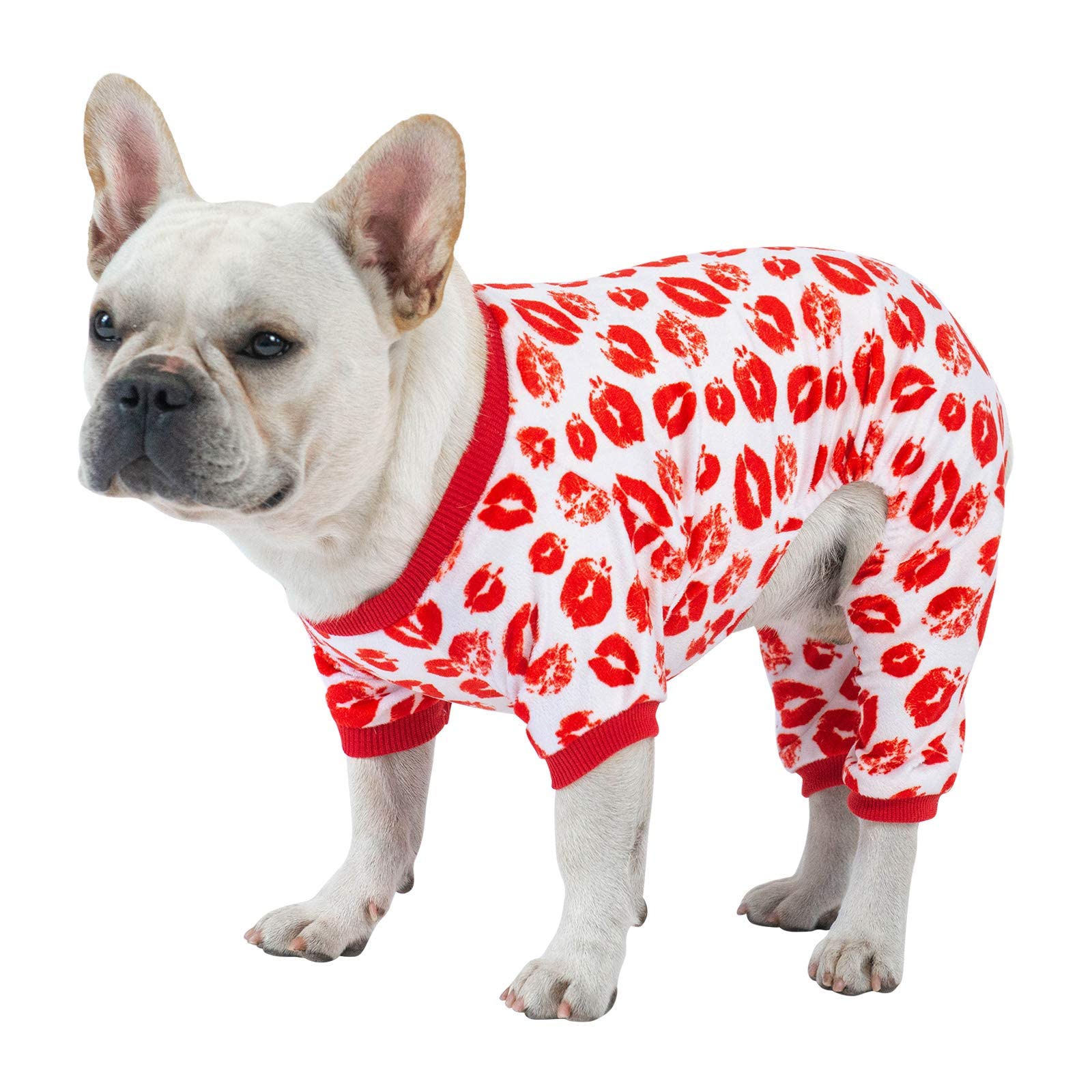 CuteBone Dog Pajamas Valentines Costumes Fleece Pet Clothes Puppy Onesie Winter Holiday Cute Cat Jammies Keep Your Pet Warm in The Cold Weather P116M