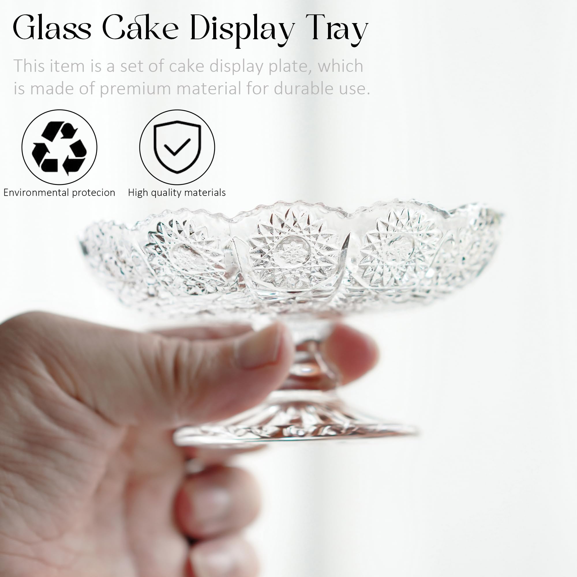 6 bandejas de cristal para tartas, servidor de platos de cristal para cupcakes con pie, soporte transparente para exhibición de pasteles pequeños para chocolate, postres, frutas, bodas, cumpleaños,