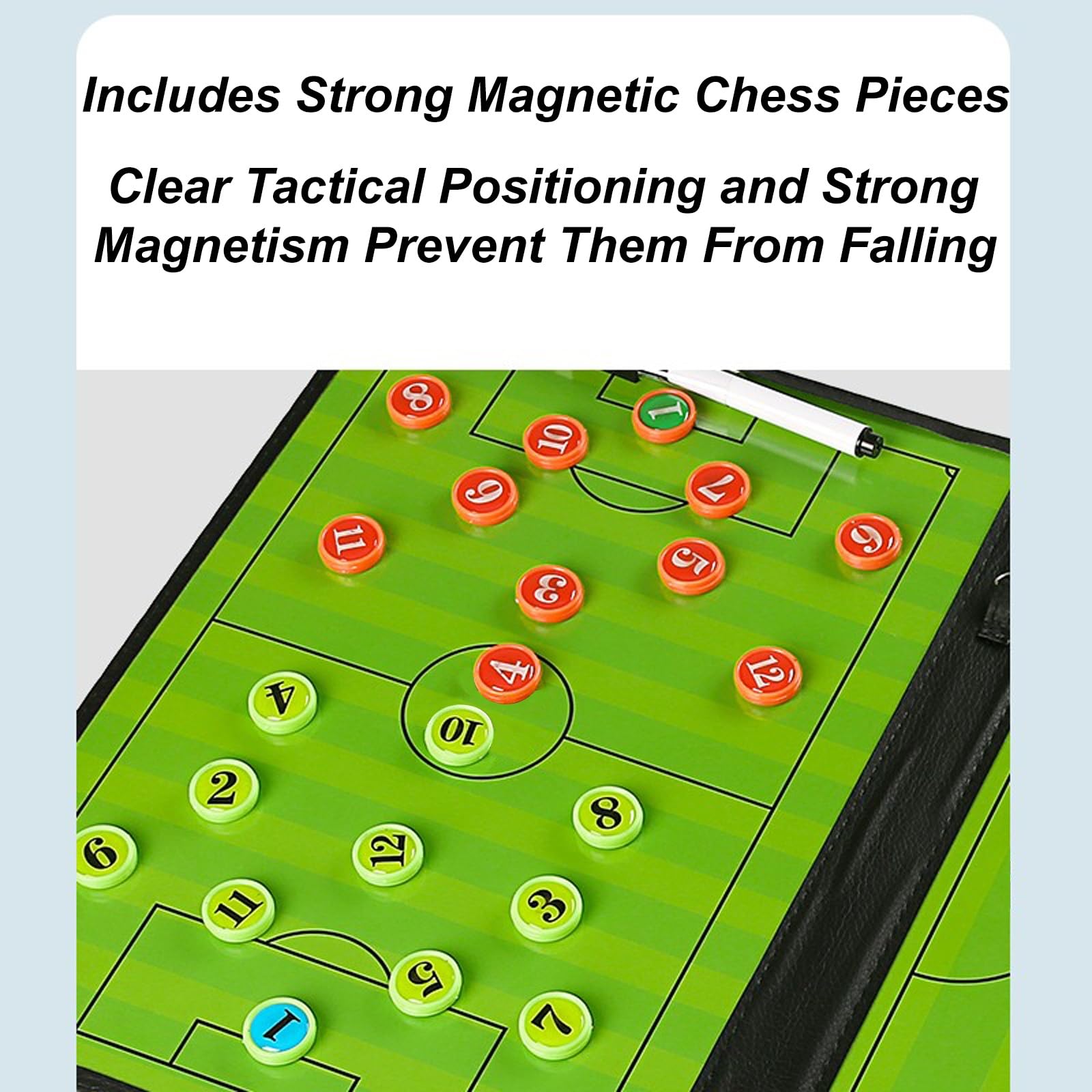 Lavagna tattica da calcio portatile, Marcatori magnetici for lavagna da calcio cancellabili a secco Pezzi degli scacchi Capovolgi pagina 20,8x12,2 pollici