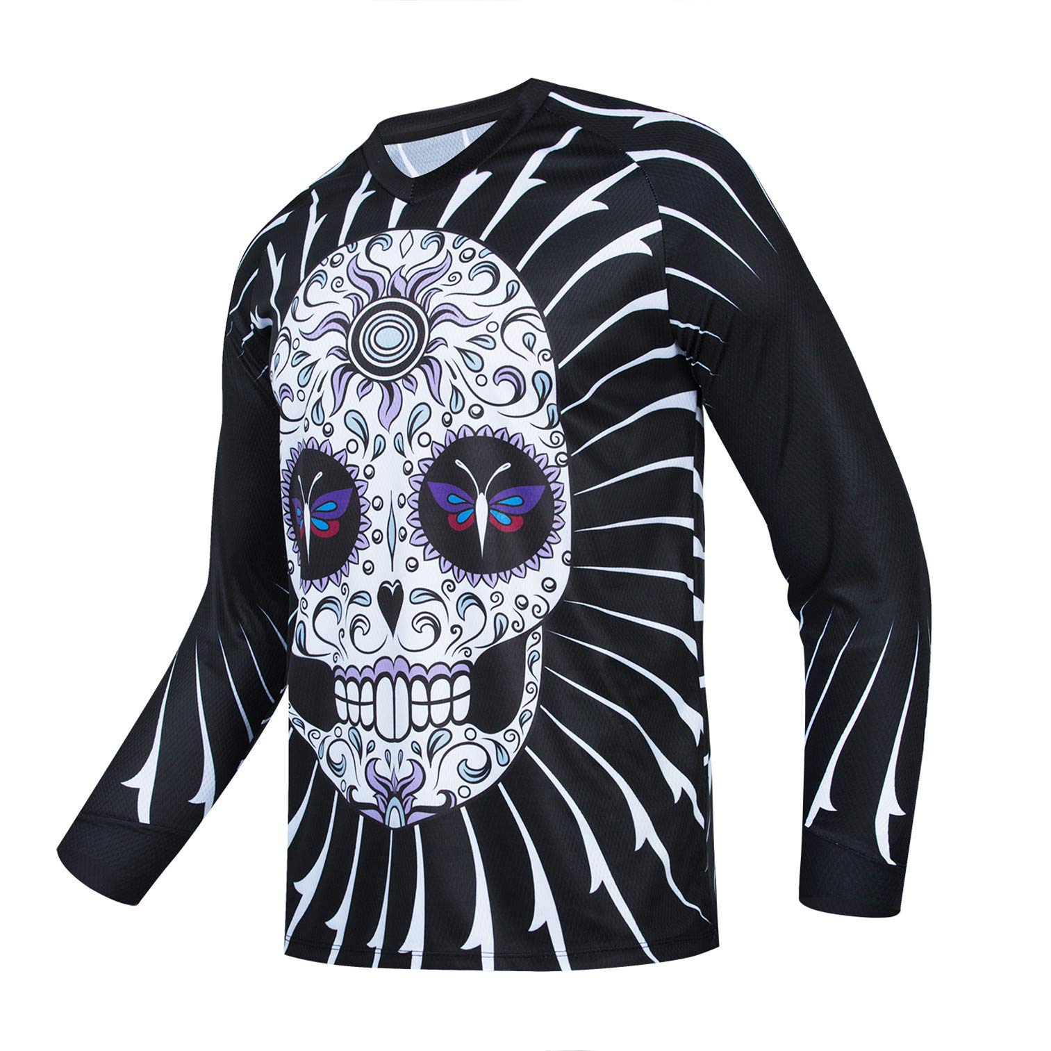 Weimostar Cycling Jersey Men's Mountain Bike Motocross Jersey Long Sleeve MTB T-Shirt Downhill Tops Sports Racing Blouse Skull L