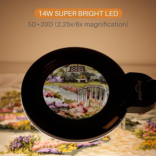Miniatura 4 de Bifocals - Lámpara de escritorio con aumento con abrazadera, 5 dioptrías con 20 dioptrías, lente desmontable de 6 pulgadas y 120 luces LED, 3 modos