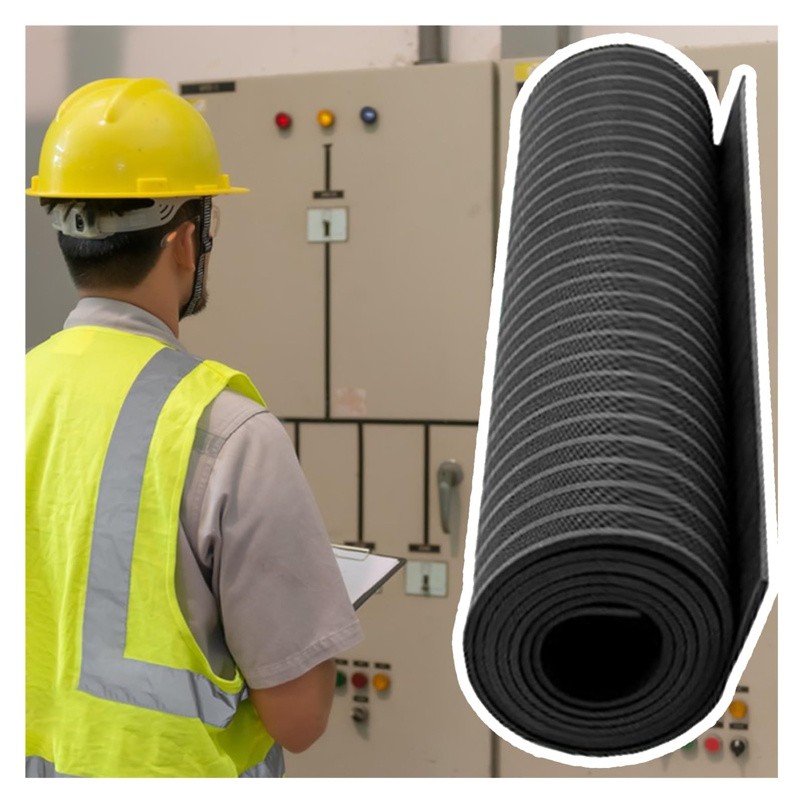 AMUFJJ Estera De Caucho Aislante Eléctrico De 1 M De Ancho, Esteras De Caucho Dieléctrico De Seguridad Eléctrica De Alto Voltaje(Black LxT,5.8mx5mm (19'x1/5"))