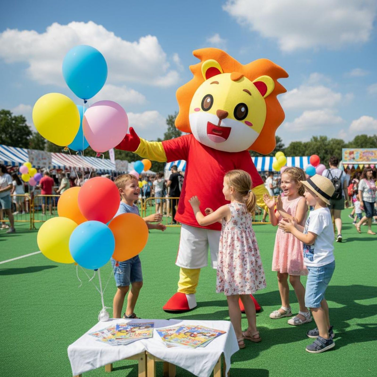 TISHITA Costume Lion Mascotte Déguisement Combinaison Tenue avec Tête Style Amical Ensemble Complet Convient aux Anniversaires Enfants Kermesses Fêtes Locales, 175-185cm, Lion B