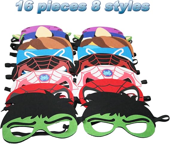 Masks Party Favors for Kids, 16 Packs Supplies for Kids Dress Up Birthday Gift Halloween Cosplay Party Masks Supplies