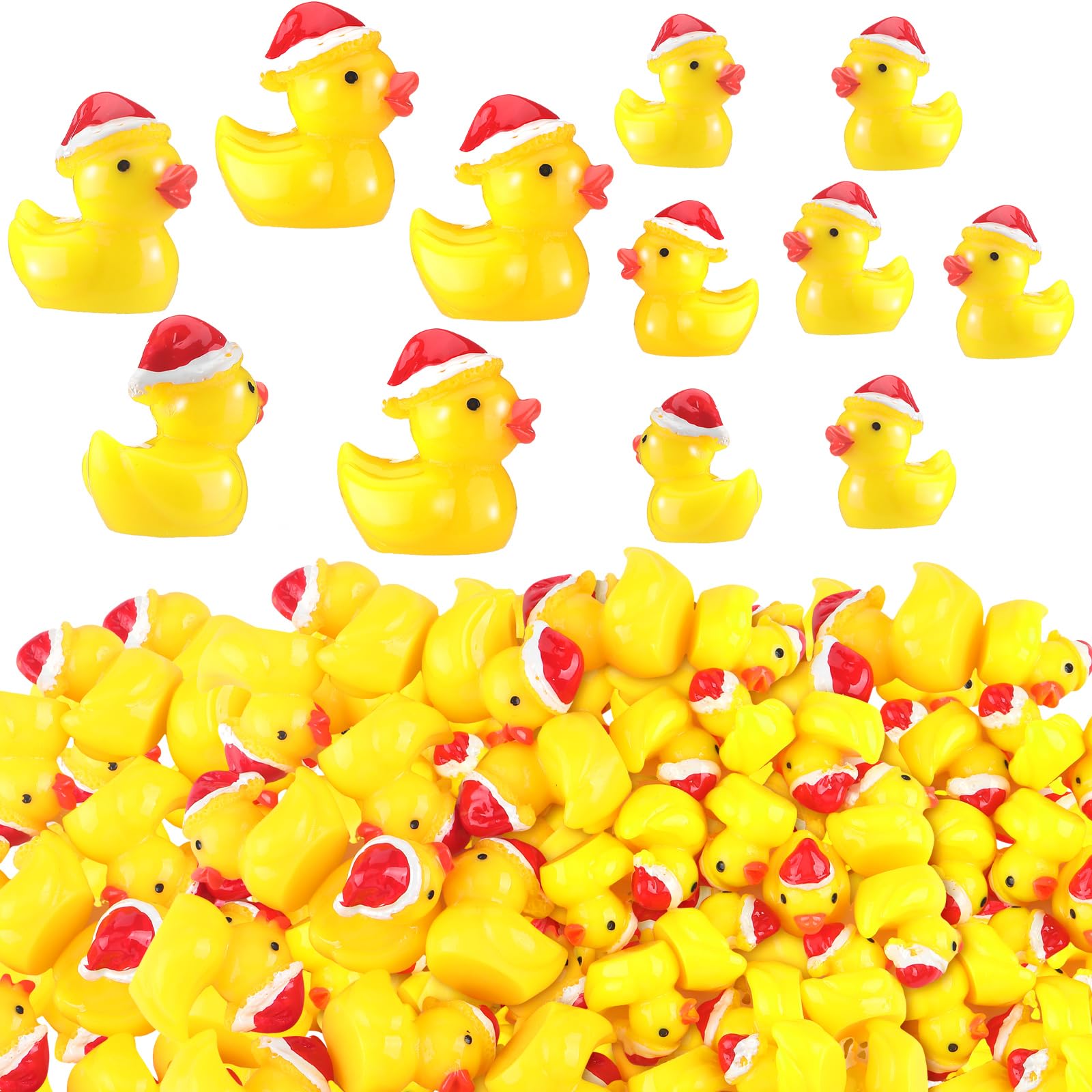 100 mini canards de Noël en résine avec chapeaux pour micro paysage - 5