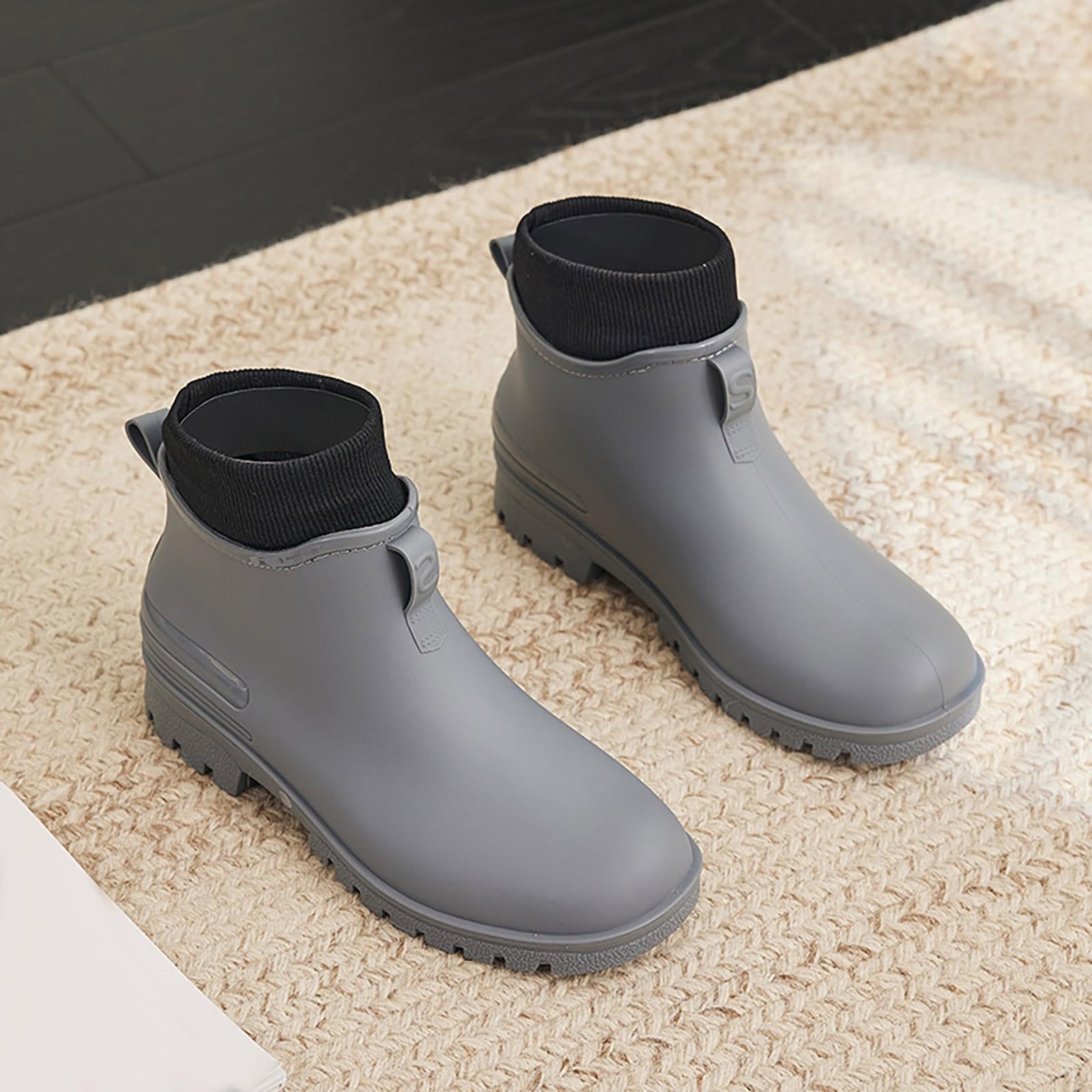 Stivali di gomma unisex a mezza altezza, foderati, suola spessa, stivali da