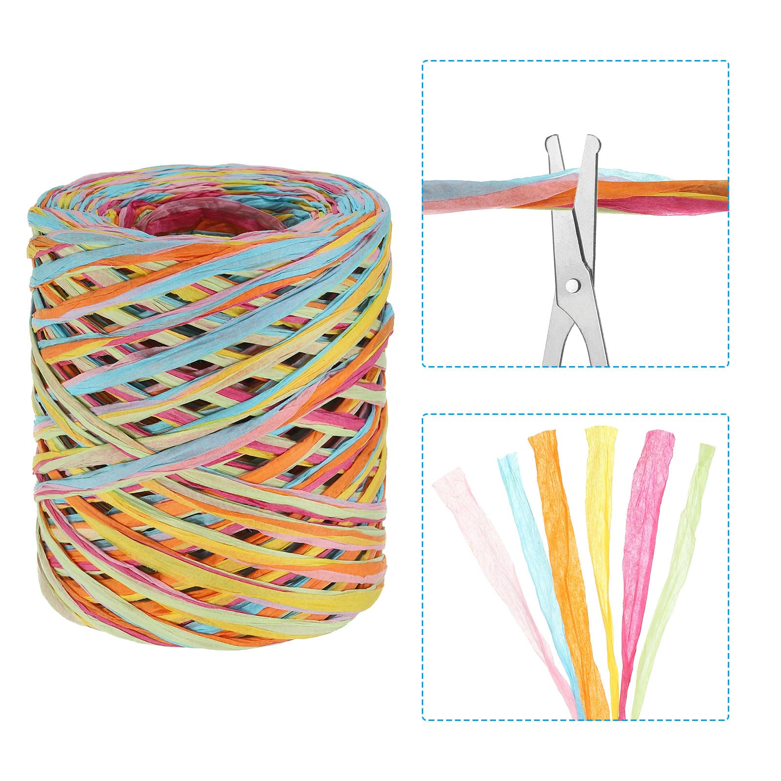 PATIKIL Raffia Paper Craft Ribbon Assortment Kit, Natural Raffia String with Scissor for Gifts Flower Bouquets, Decoration - Image 4