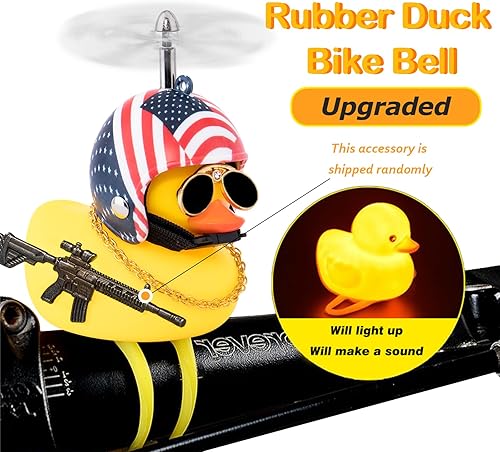 Miniatura 2 de wonuu Campana de bicicleta de pato de goma, patos exprimibles con casco para ciclismo, decoración de salpicadero, accesorios de motocicleta y