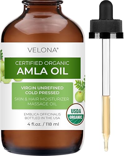velona Amla Oil USDA Certified Organic - 4 onzas líquidas | Aceite portador 100% puro y natural | Virgen extra, sin refinar, prensado en frío